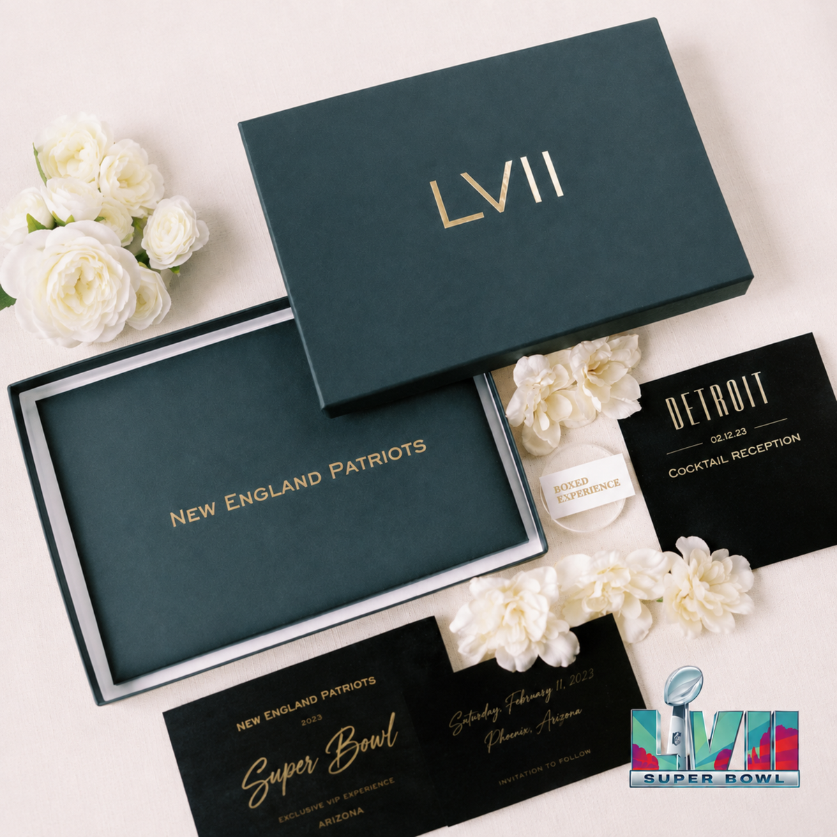 Luxury Custom Super Bowl Invitation in Black Acrylic & Suede